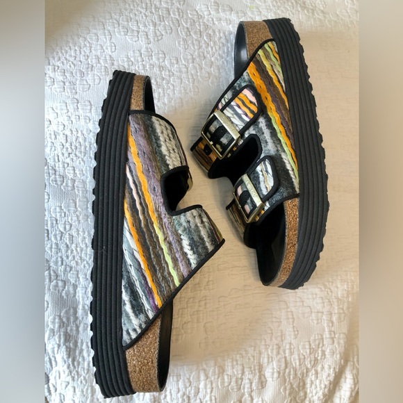 BIRKENSTOCK PAPILLIO Arizona Multi Yellow Textile Sandals 40 / 9 Narrow NEW - Picture 5 of 9